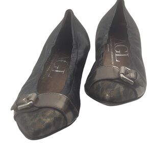 AGL NWOT Black with Leopard Capped Toe. Size 37.5